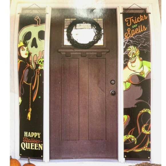 Halloween porch banners featuring Disney characters Ursula & the Evil Queen - Picture 1 of 8